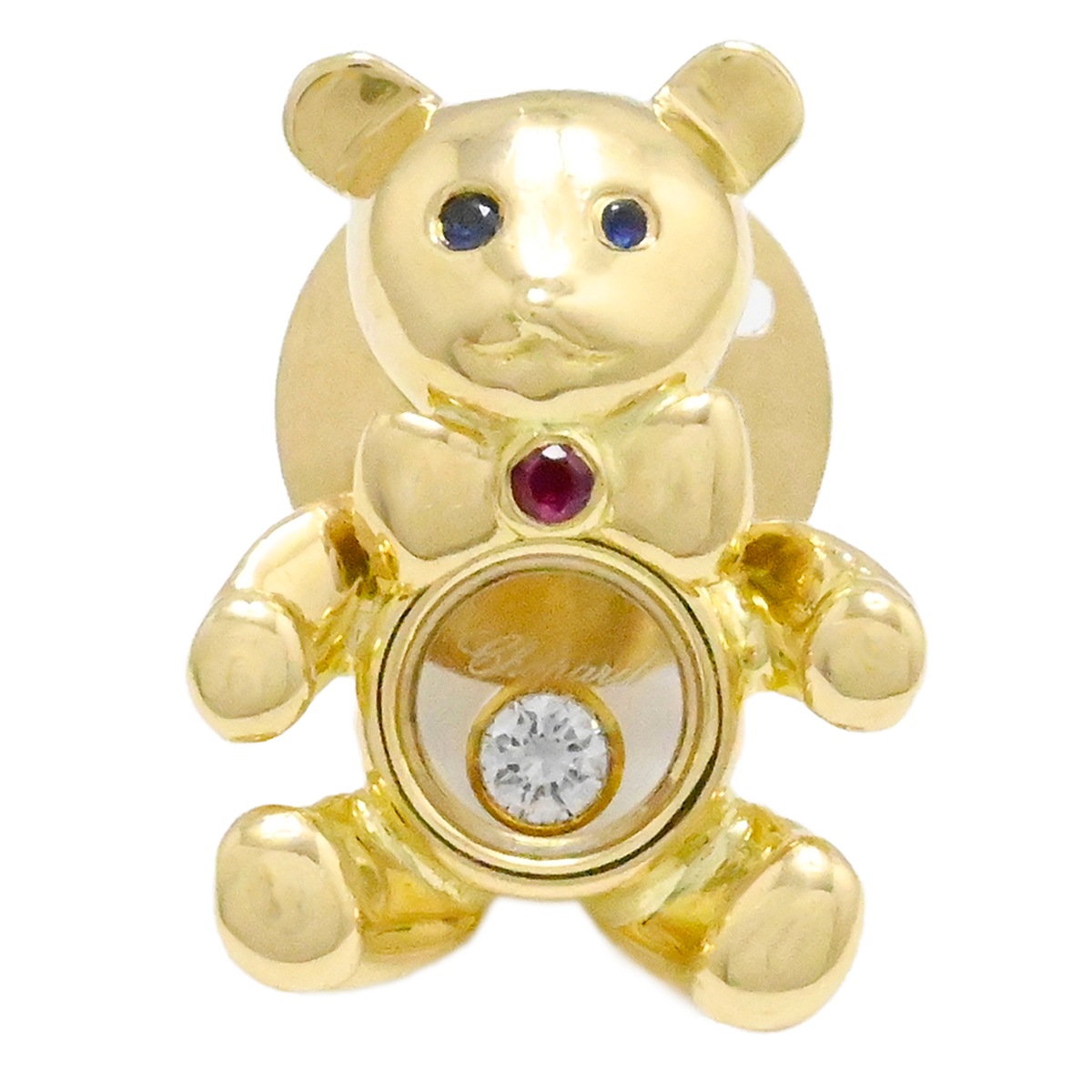 ショパール CHOPARD 750YG K18YG イエローゴールド テディベア ダイヤ1P ブローチ レディース メンズ  2026
