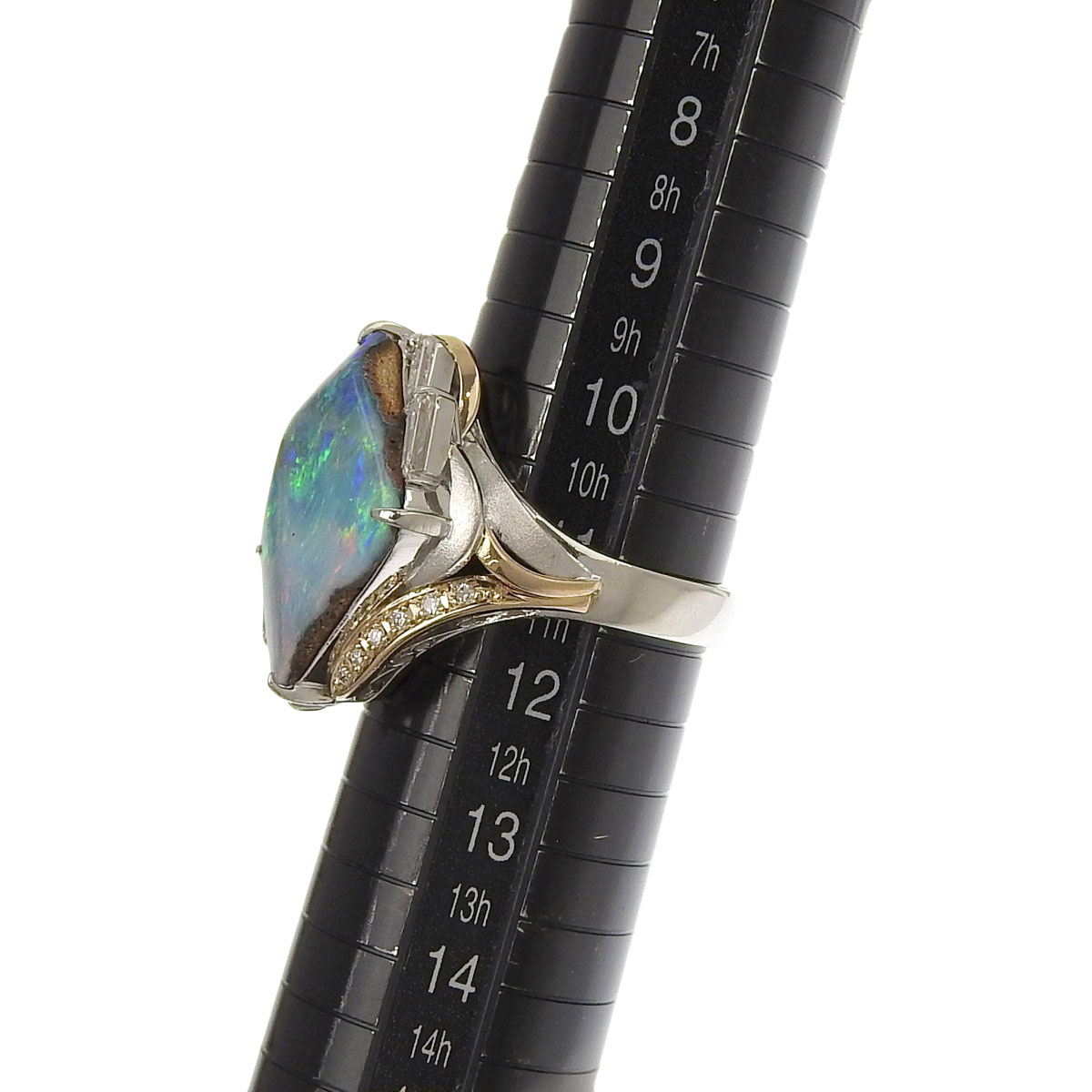 リング 指輪 Pt900 K18 ボルダーオパール 5.99ct ダイヤモンド0.57ct 11号 レディース 8719