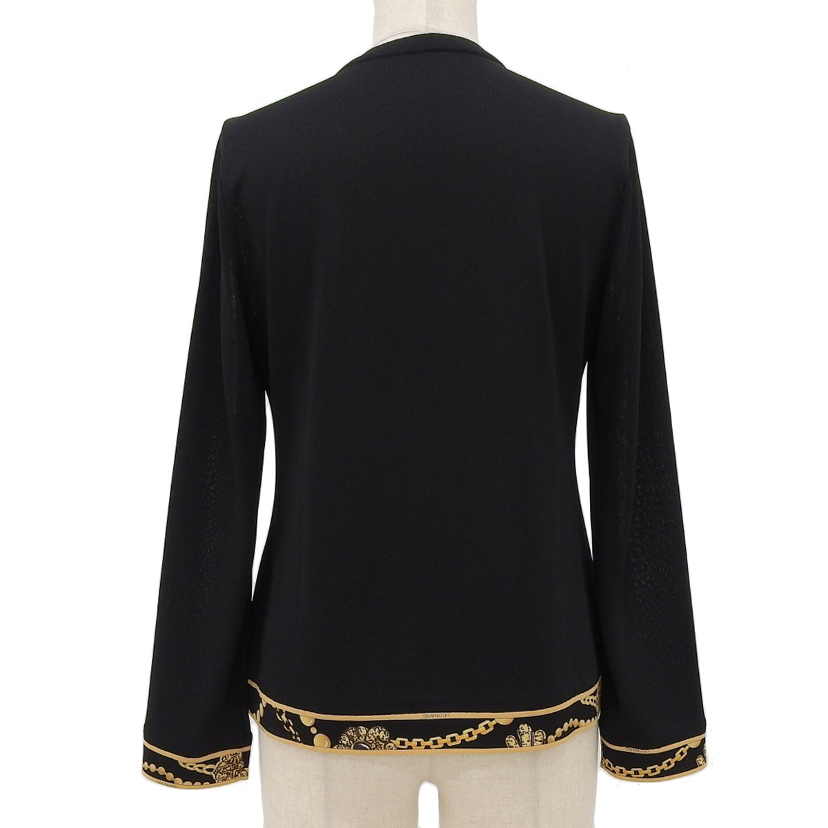 レオナール LEONARD 長袖 カーディガン トップス 黒 ブラック サイズ38