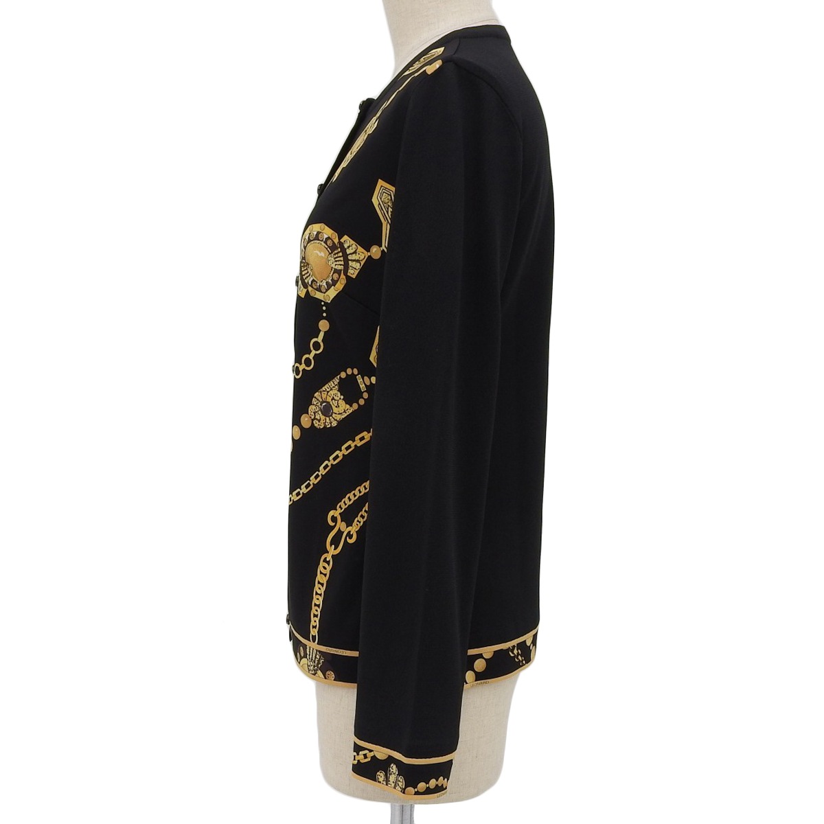 レオナール LEONARD 長袖 カーディガン トップス 黒 ブラック サイズ38