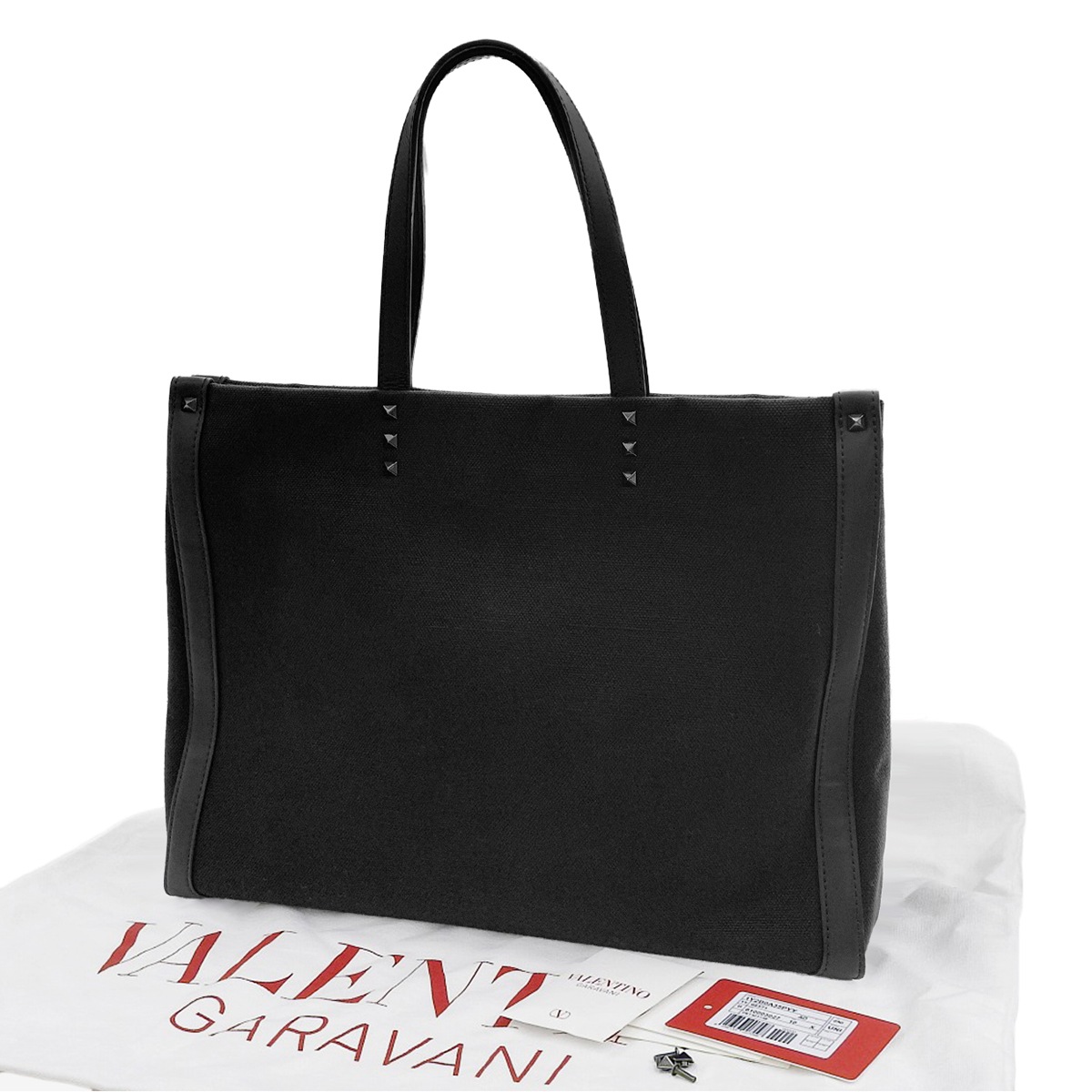 U*s様 VALENTINO ブラック トートバッグ スタッズ ヴァレンティノ VALENTINO ロックスタッズ トートバッグ キャンバス