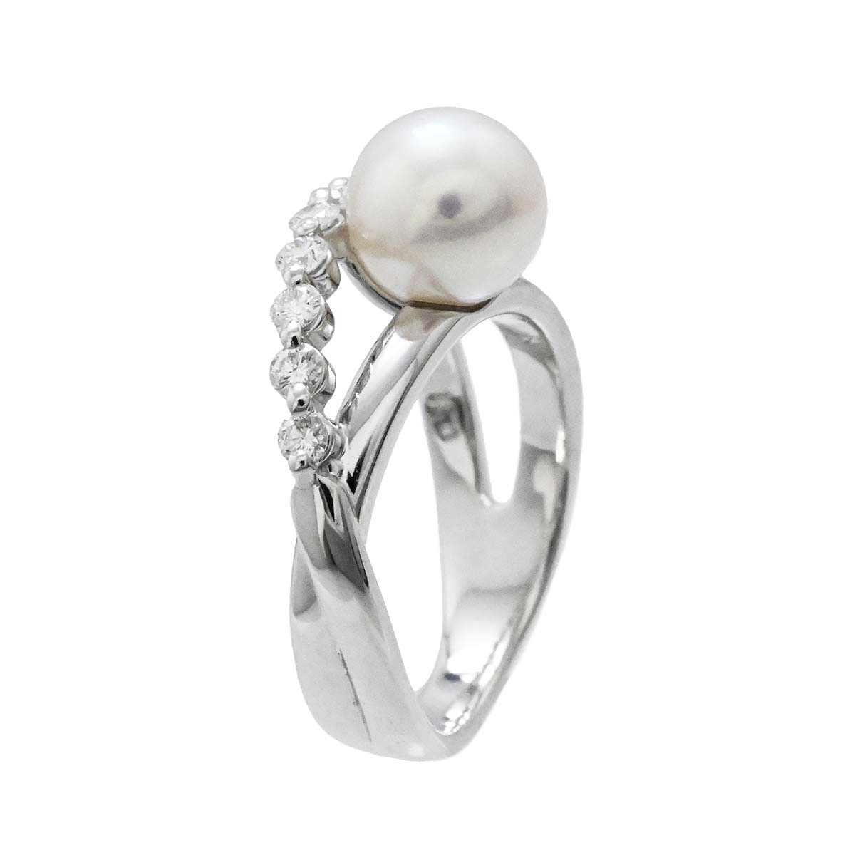 タサキ TASAKI Pt900 プラチナ ダイヤ0.31ct パール リング パール8.0ミリ あこやパール レディース 12号  3656