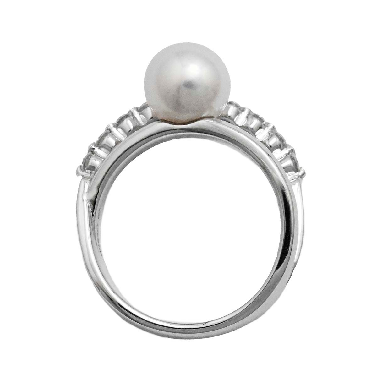 タサキ TASAKI Pt900 プラチナ ダイヤ0.31ct パール リング パール8.0ミリ あこやパール レディース 12号  3656