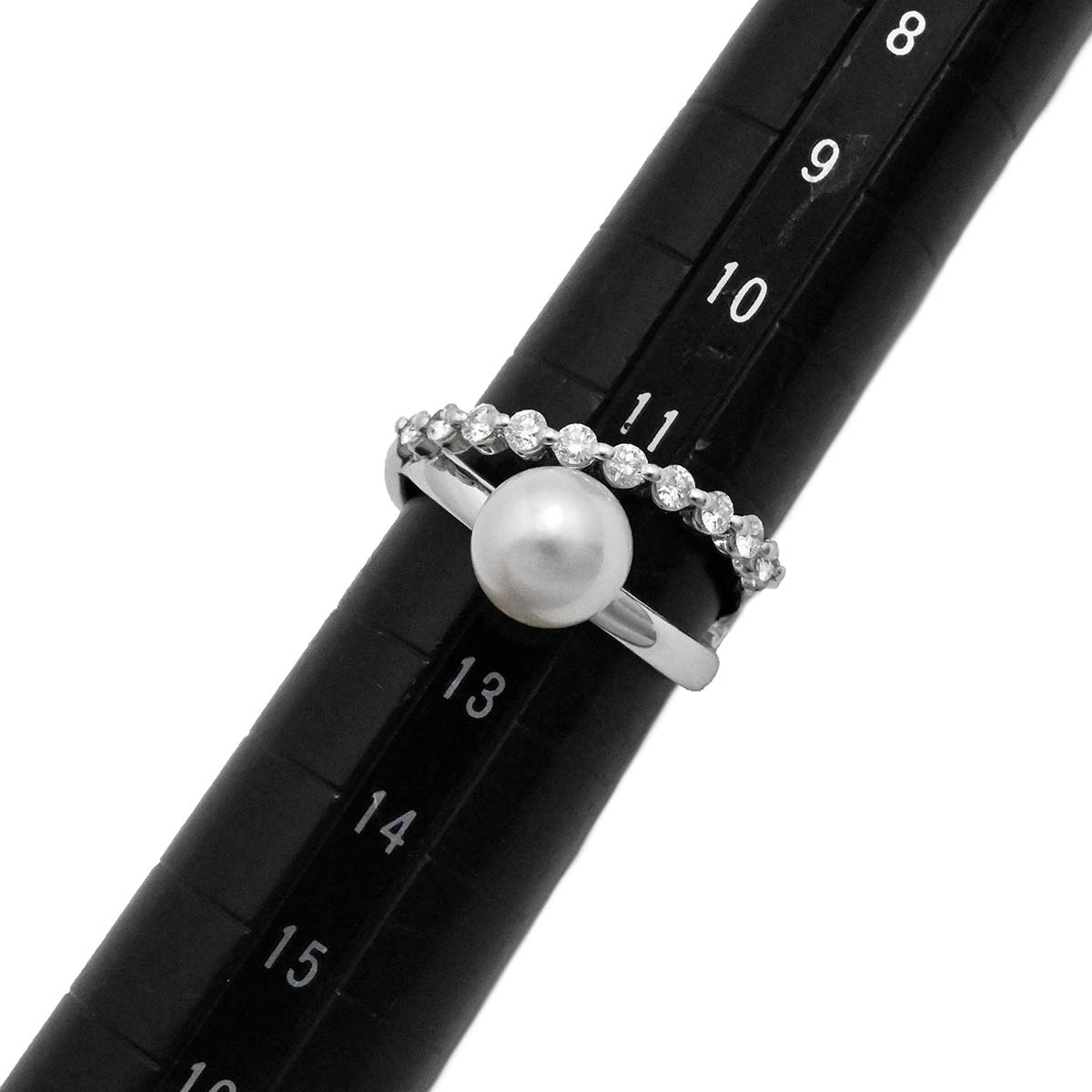 タサキ TASAKI Pt900 プラチナ ダイヤ0.31ct パール リング パール8.0ミリ あこやパール レディース 12号  3656