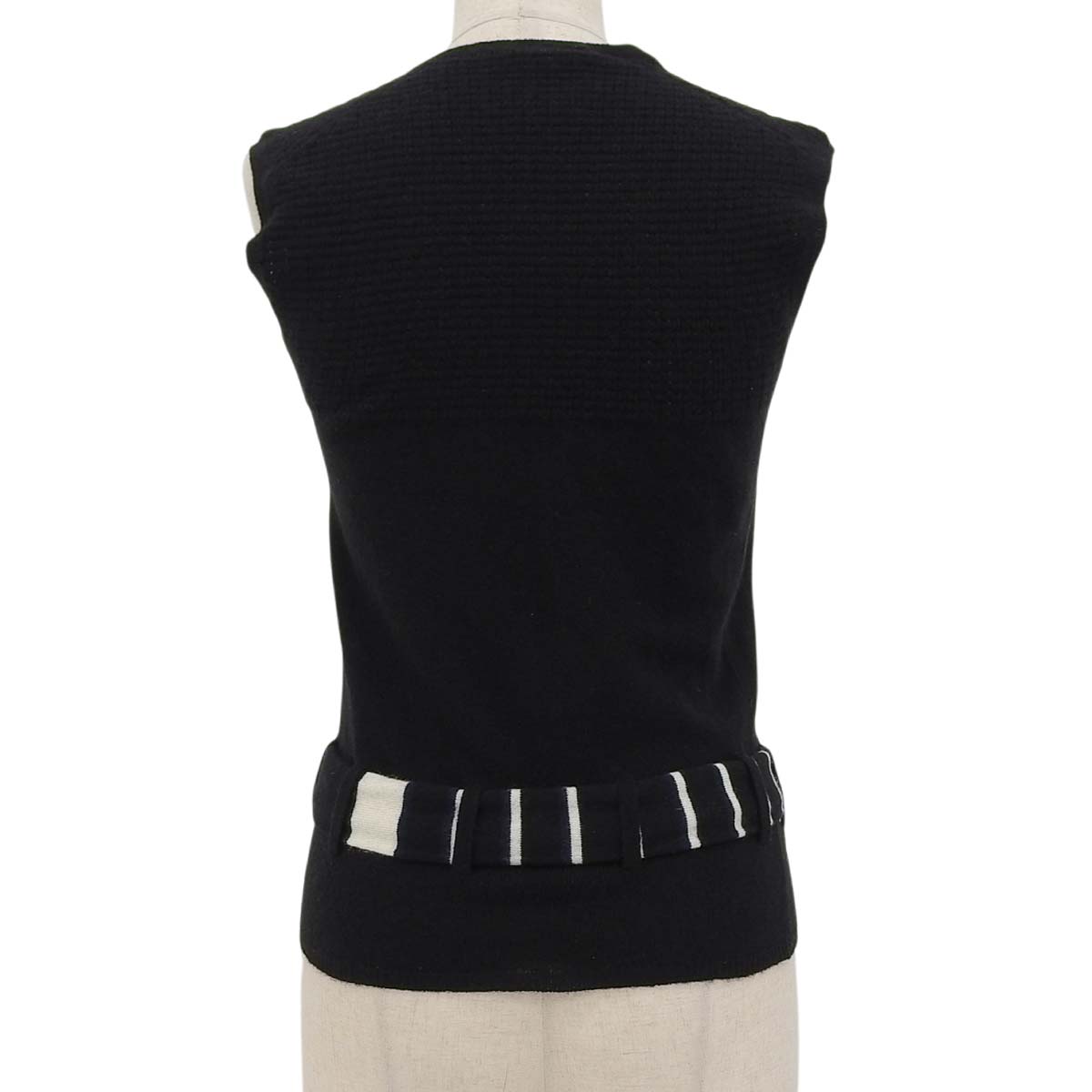 シャネル CHANEL カシミア ニット ノースリーブ リボンベルト ココ