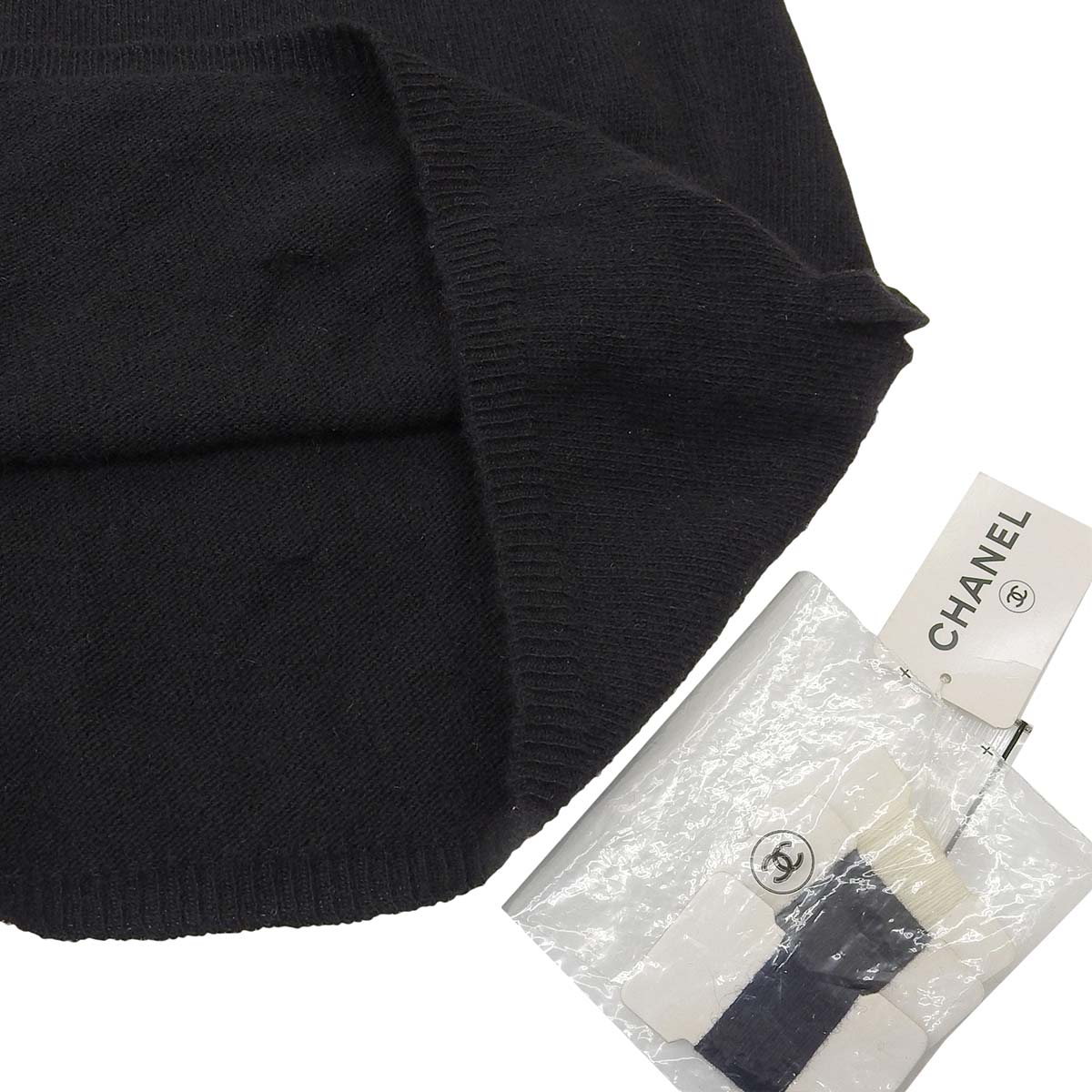 シャネル CHANEL カシミア ニット ノースリーブ リボンベルト ココ