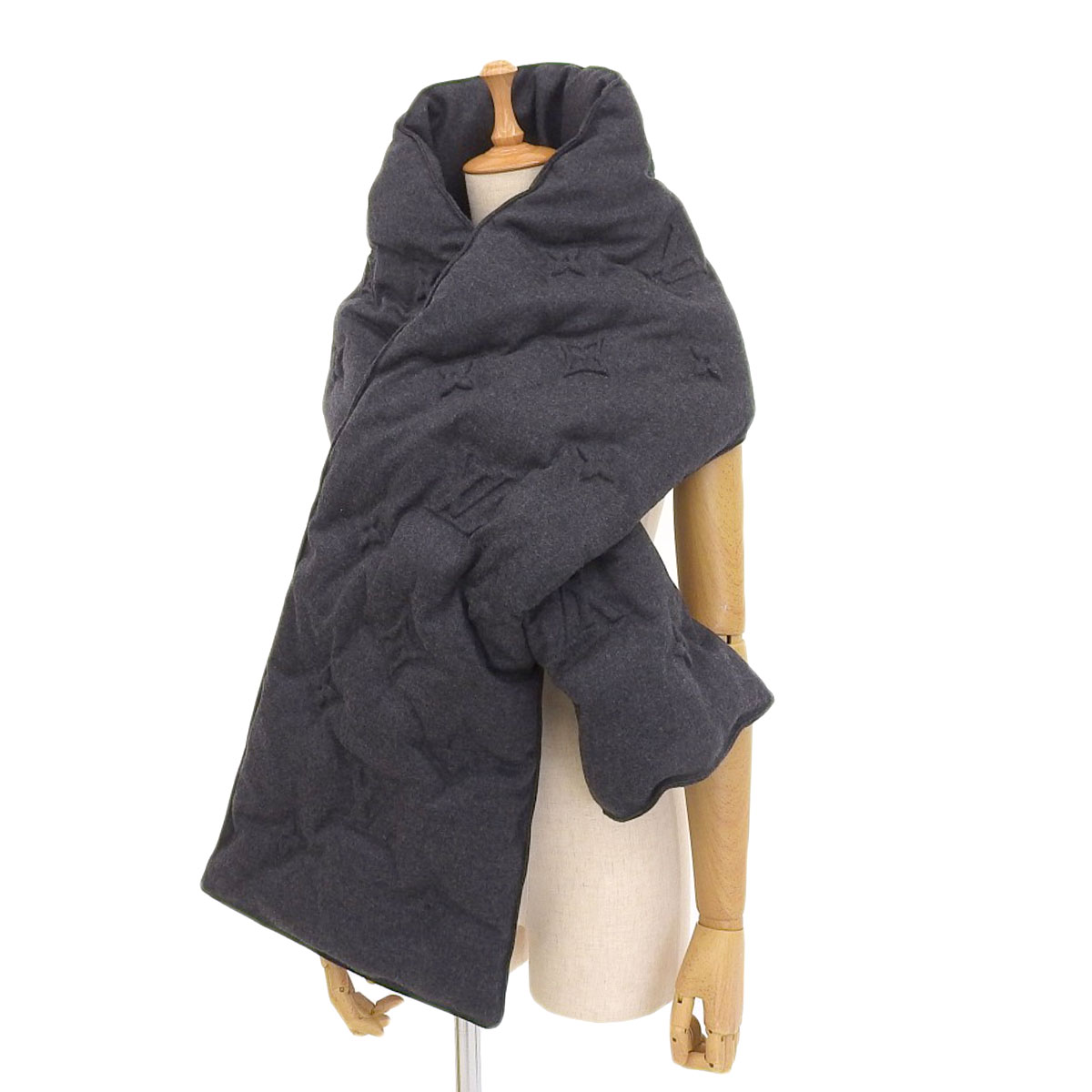 ルイヴィトン LOUIS VUITTON エシャルプ 3Dマフラー ウール グレー