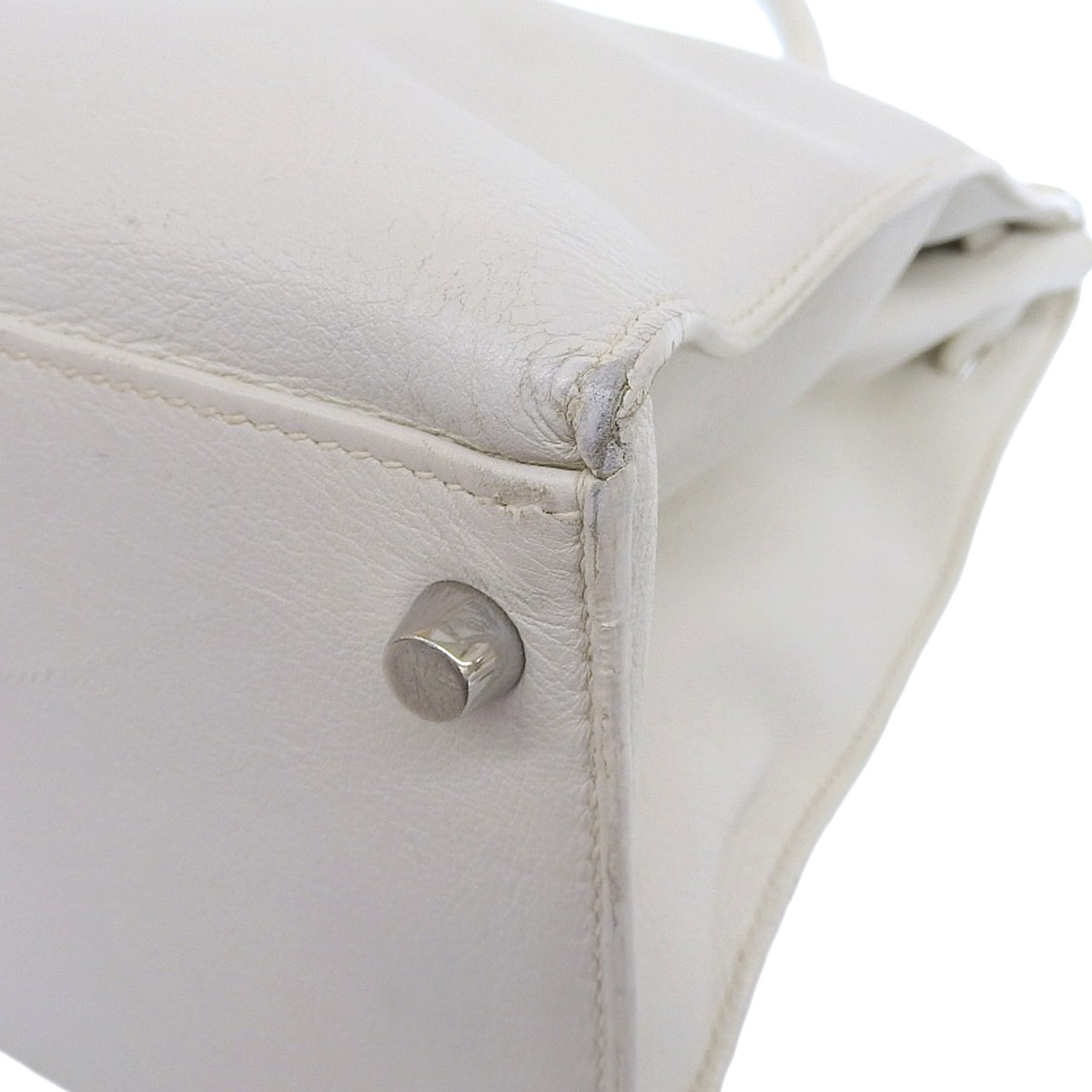 エルメス HERMES ケリーフラット ハンドバッグ スイフト ホワイト系 レディース □M刻印 2009年 4182