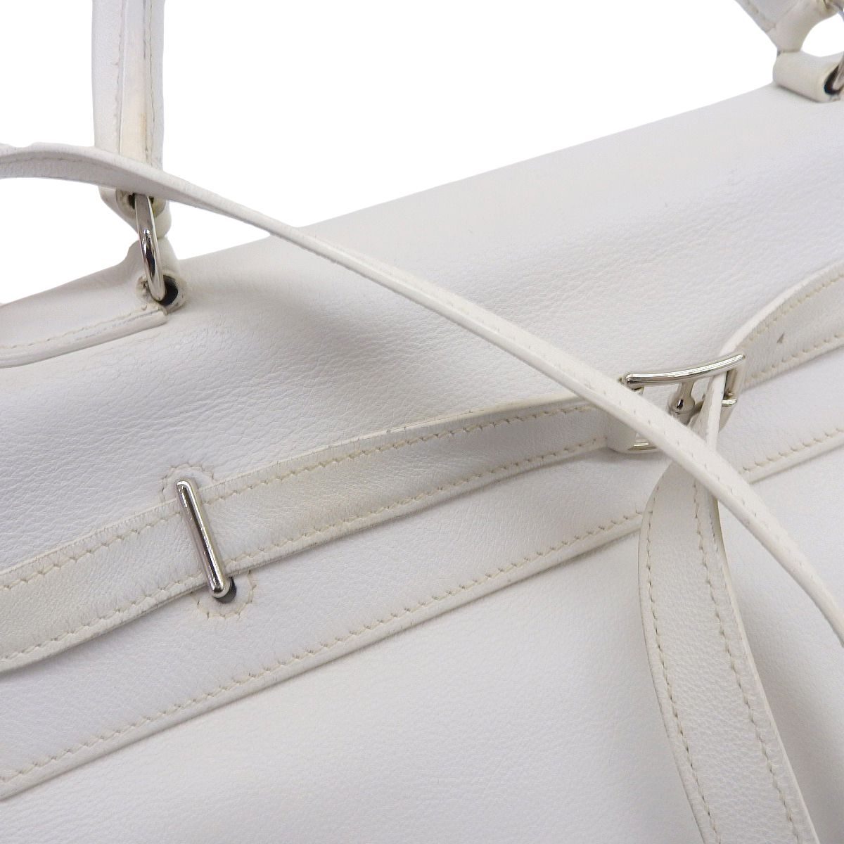 エルメス HERMES ケリーフラット ハンドバッグ スイフト ホワイト系 レディース □M刻印 2009年 4182