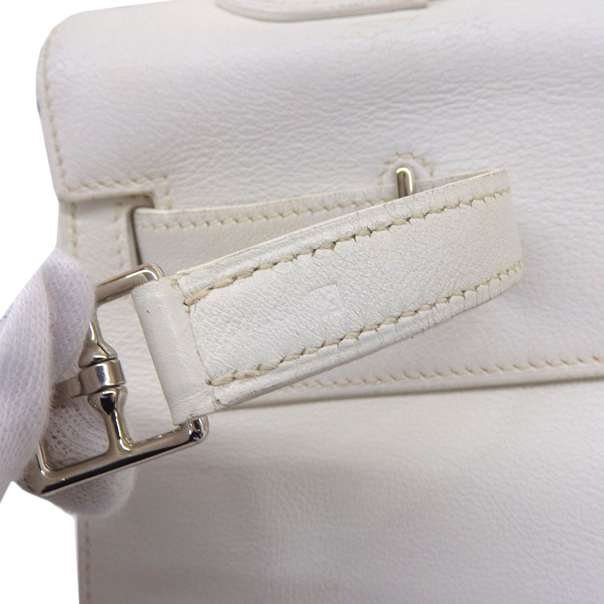 エルメス HERMES ケリーフラット ハンドバッグ スイフト ホワイト系 レディース □M刻印 2009年 4182