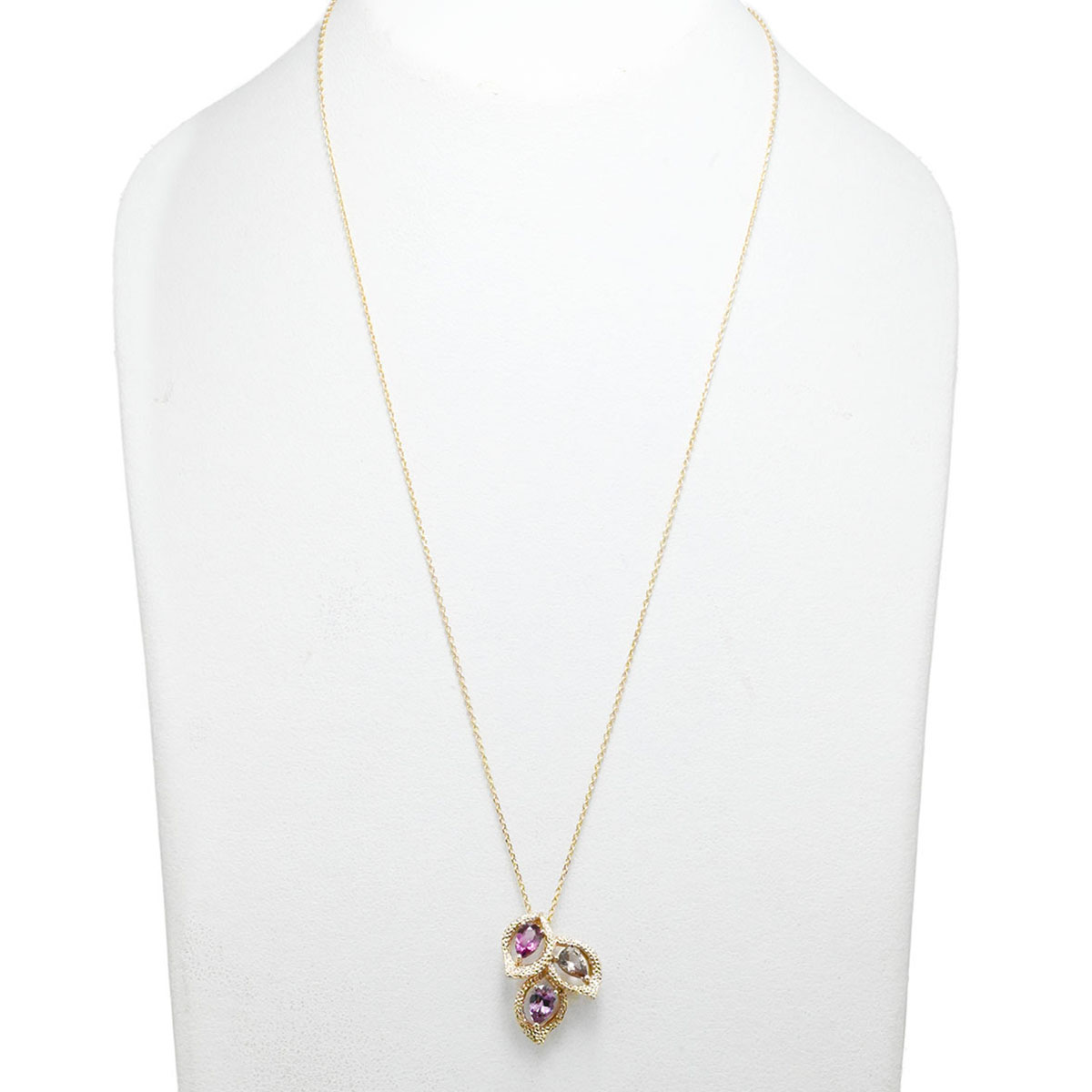 タサキ TASAKI 750SG サクラゴールド ガーネット リーフモチーフ ペアシェイプ ピンクゴールドネックレス レディース  3950