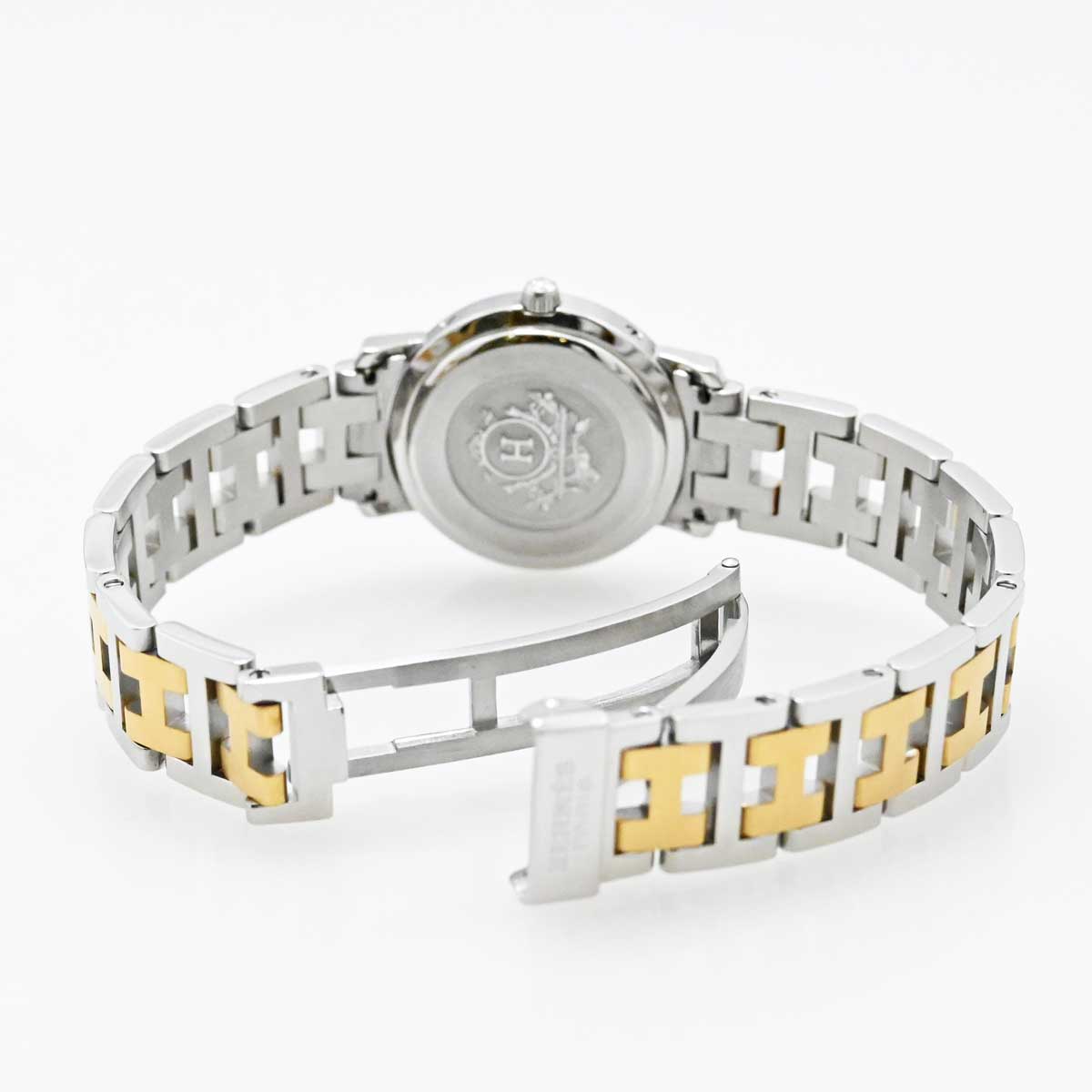 エルメス HERMES クリッパー コンビ CL4.220 レディース クォーツ デイト ホワイト文字盤 SS×GP CL4.220 3426