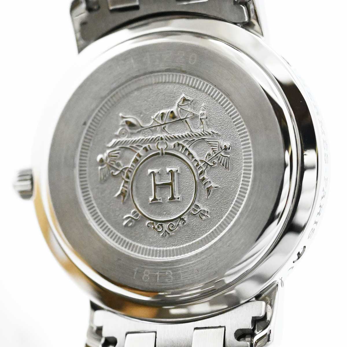 エルメス HERMES クリッパー コンビ CL4.220 レディース クォーツ デイト ホワイト文字盤 SS×GP CL4.220 3426