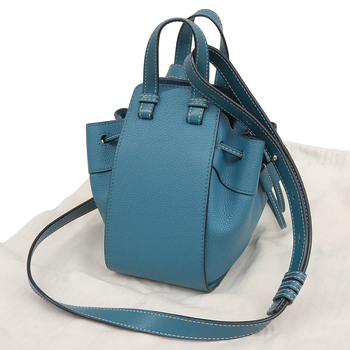 ロエベ LOEWE ハンモック ドローストリング アナグラム 2Wayショルダーバック ハンドバッグ グレインカーフ ブルー系 レディース 4435