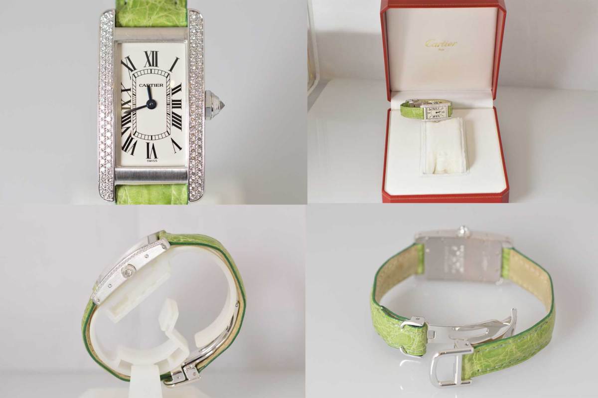 カルティエ Cartier 750WG ホワイトゴールド ダイヤ タンクアメリカン SМ 時計 レディース 6753