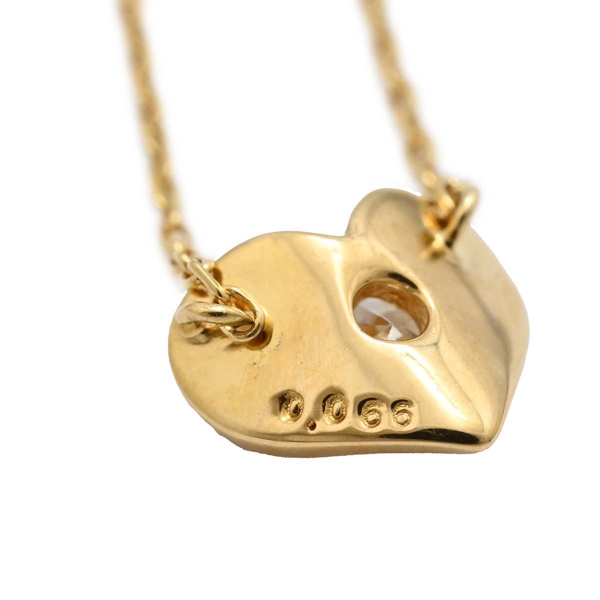 ４℃ ヨンドシー　 K18ＹG イエローゴールド ダイヤ0.066ct ハートモチーフ ネックレス レディース  3590