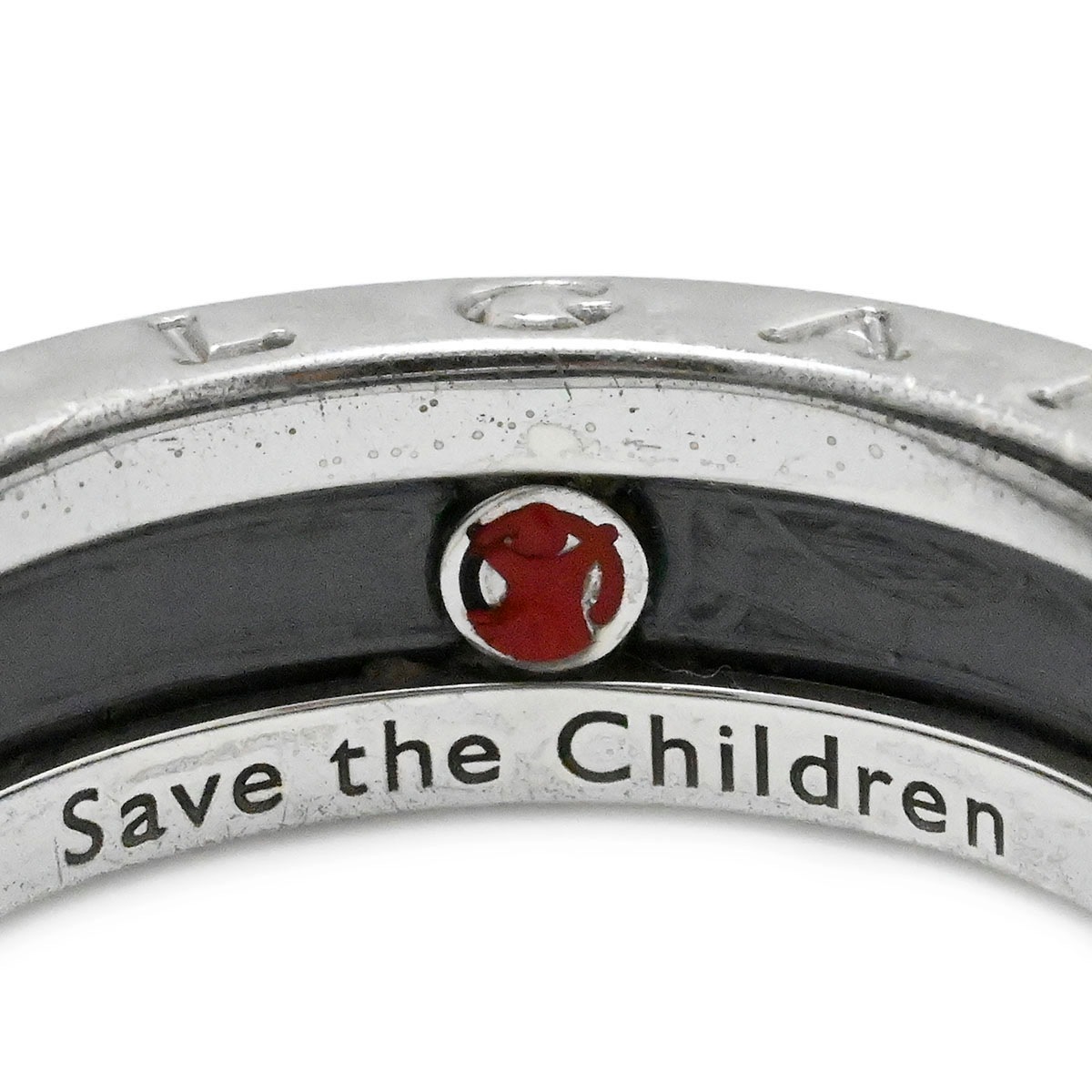 ブルガリ BVLGARI セーブザチルドレン ビーゼロワン B-ZERO1 リング SV925 シルバー セラミック サイズ57 メンズ レディース  3752