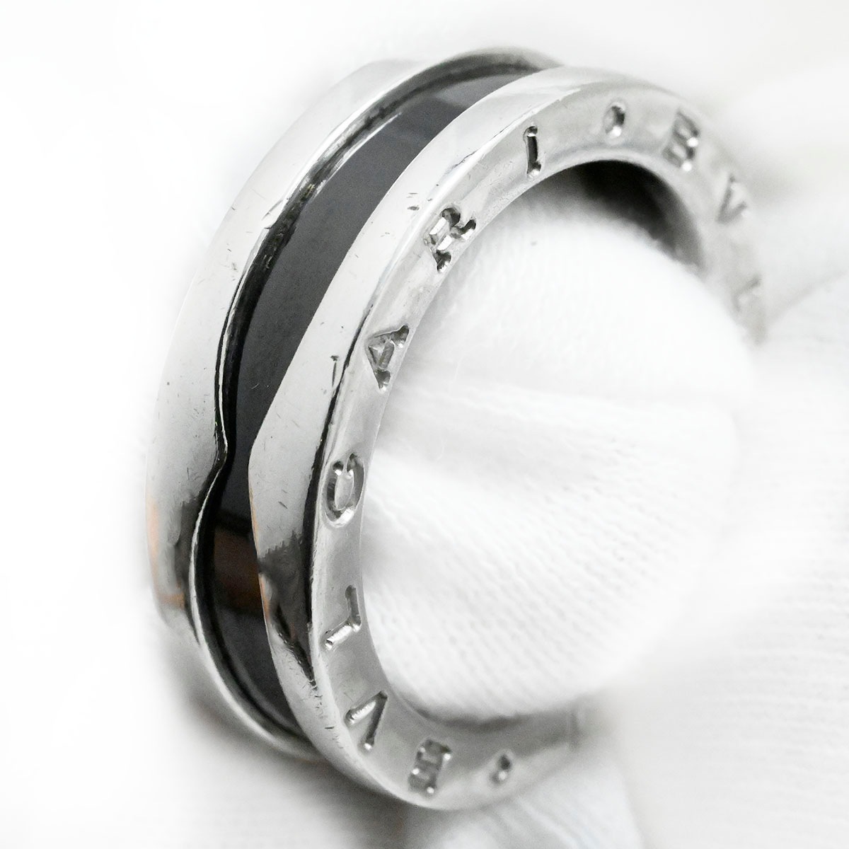 ブルガリ BVLGARI セーブザチルドレン ビーゼロワン B-ZERO1 リング SV925 シルバー セラミック サイズ57 メンズ レディース  3752