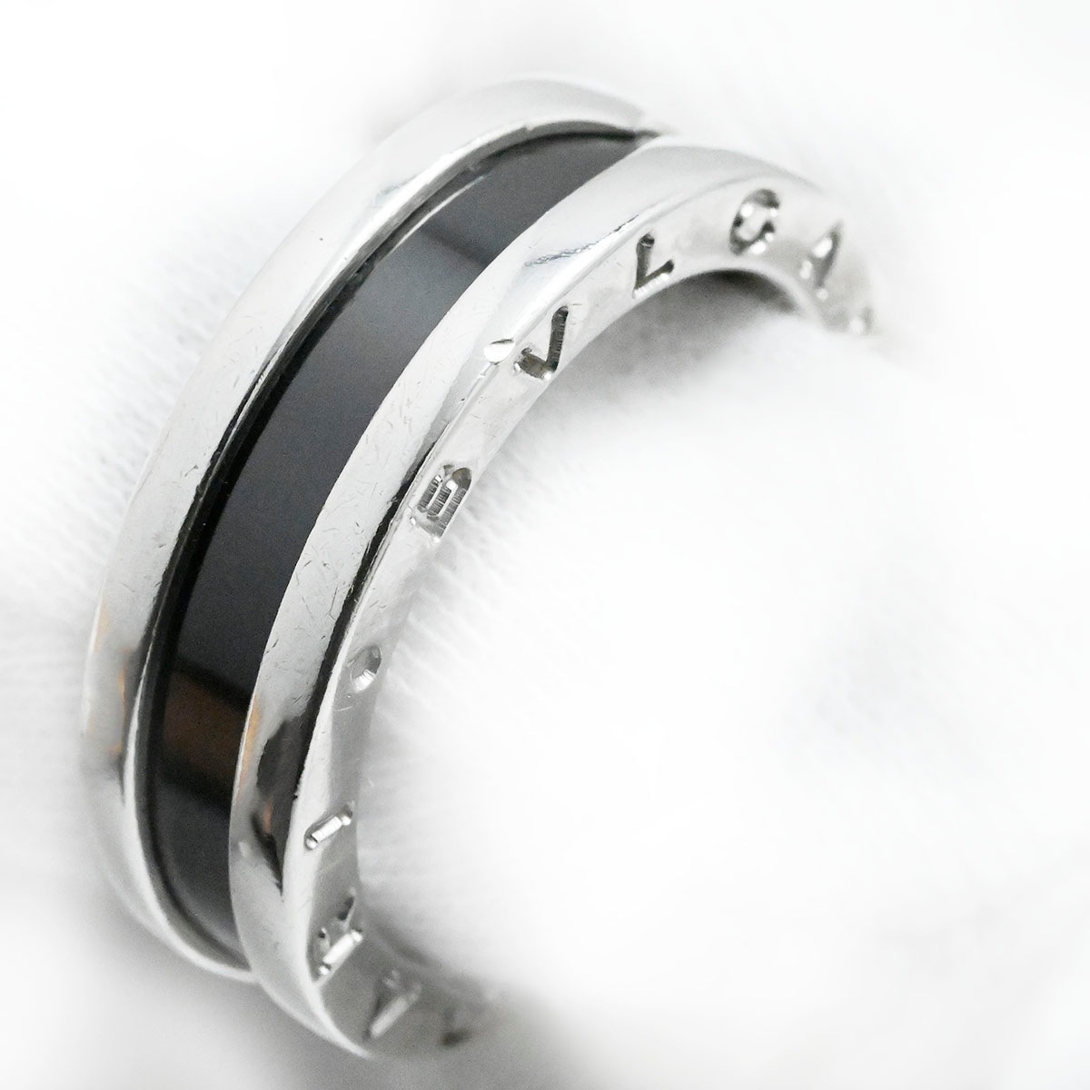 ブルガリ BVLGARI セーブザチルドレン ビーゼロワン B-ZERO1 リング SV925 シルバー セラミック サイズ57 メンズ レディース  3752