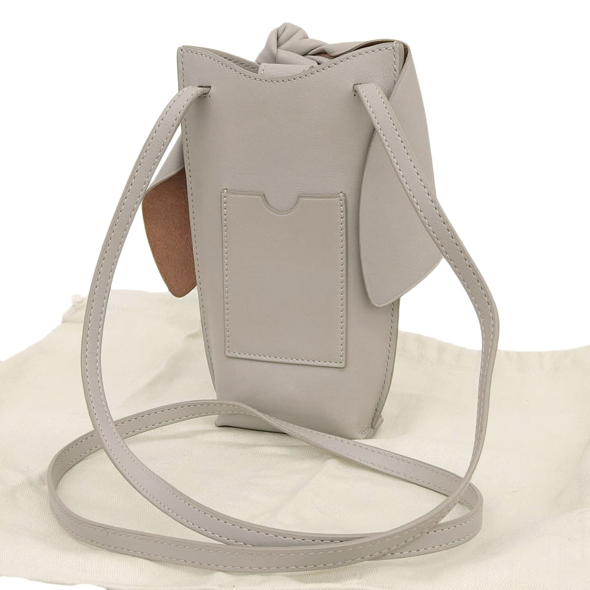 ロエベ LOEWE バニーポケット ショルダーバッグ ななめ掛け ポシェット フォンショルダー レザー グレー レディース ウサギ 4756