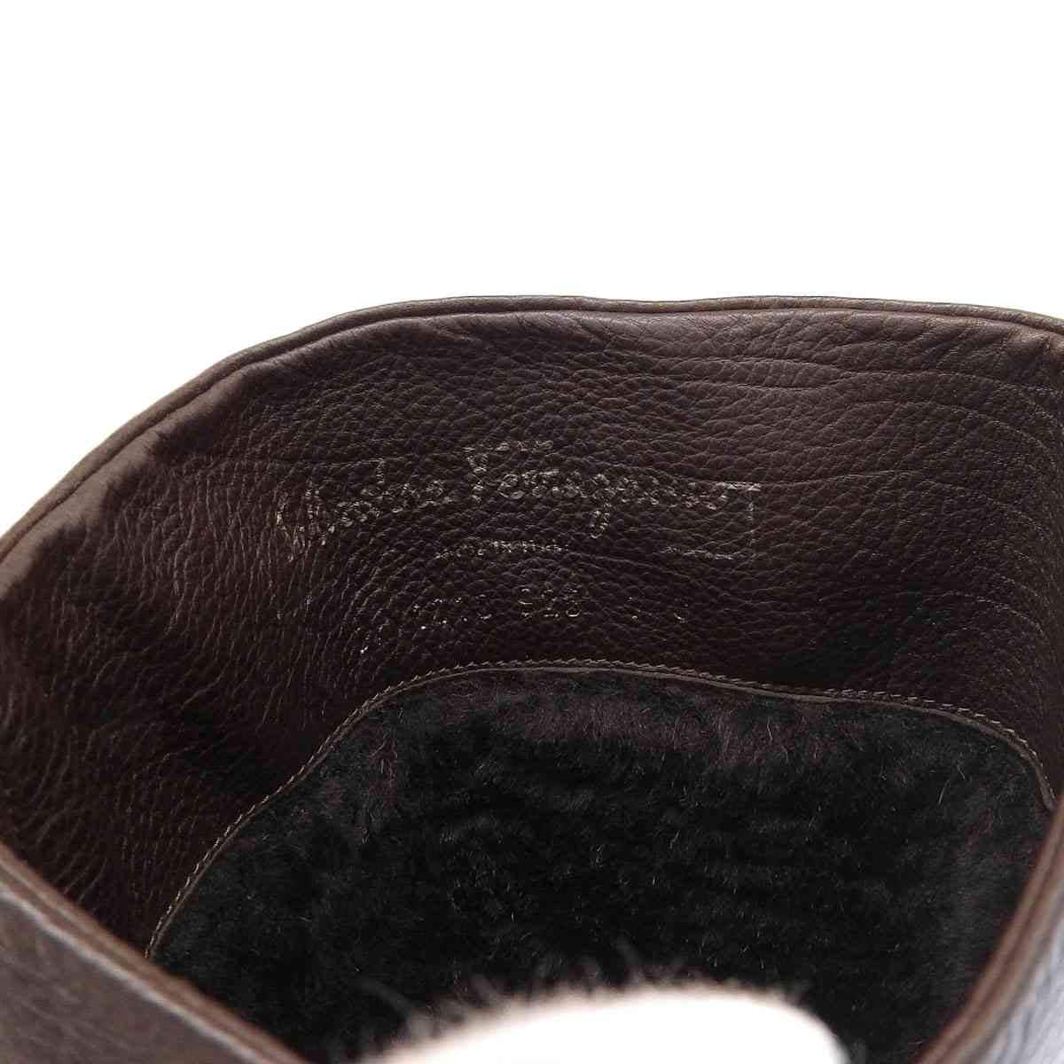 フェラガモ FERRAGAMO ブーツ レザー ブラウン 7C レディース 8892