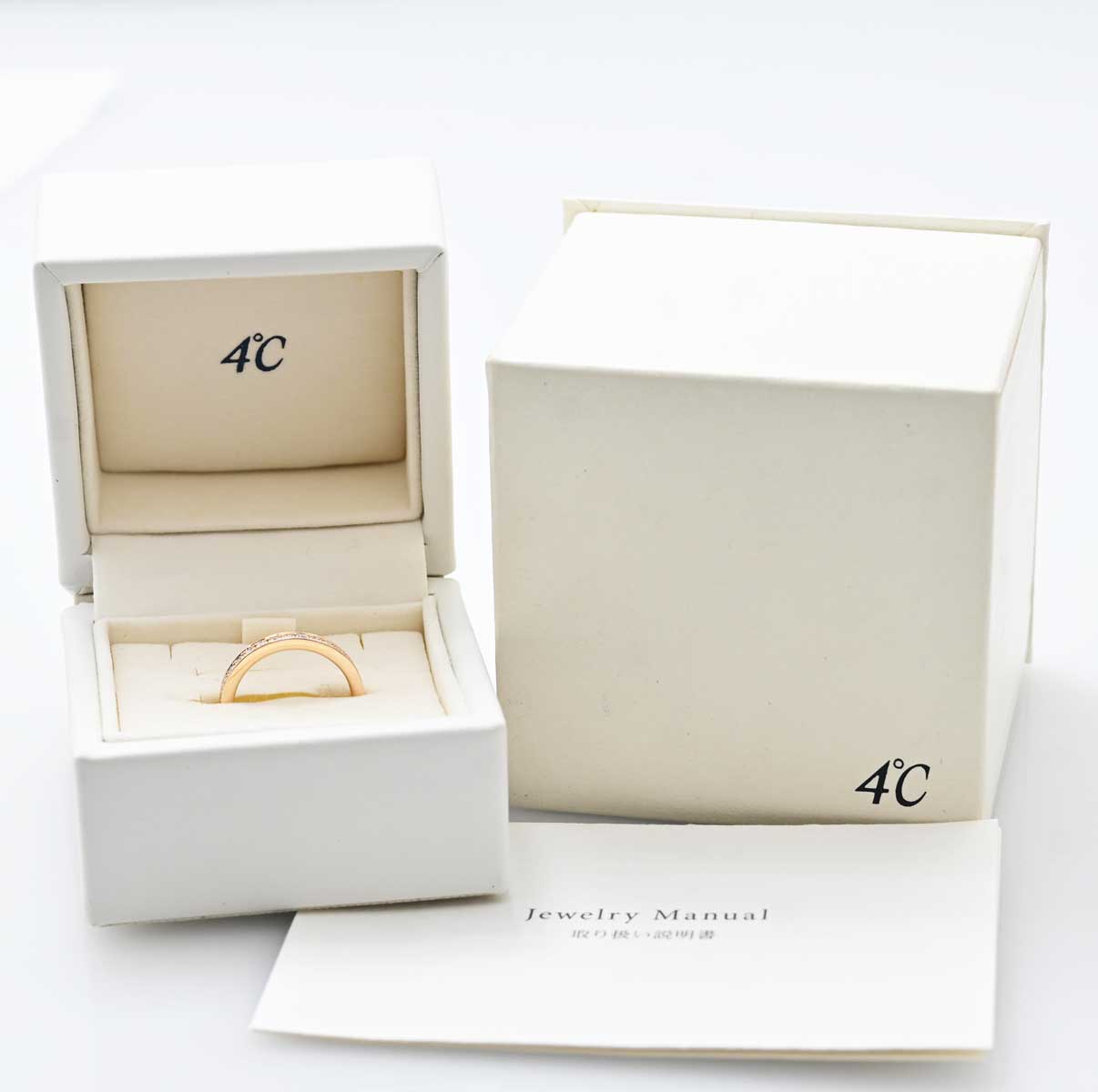 4℃ K18PG ピンクゴールド ダイヤ リング 8号 レディース  3285