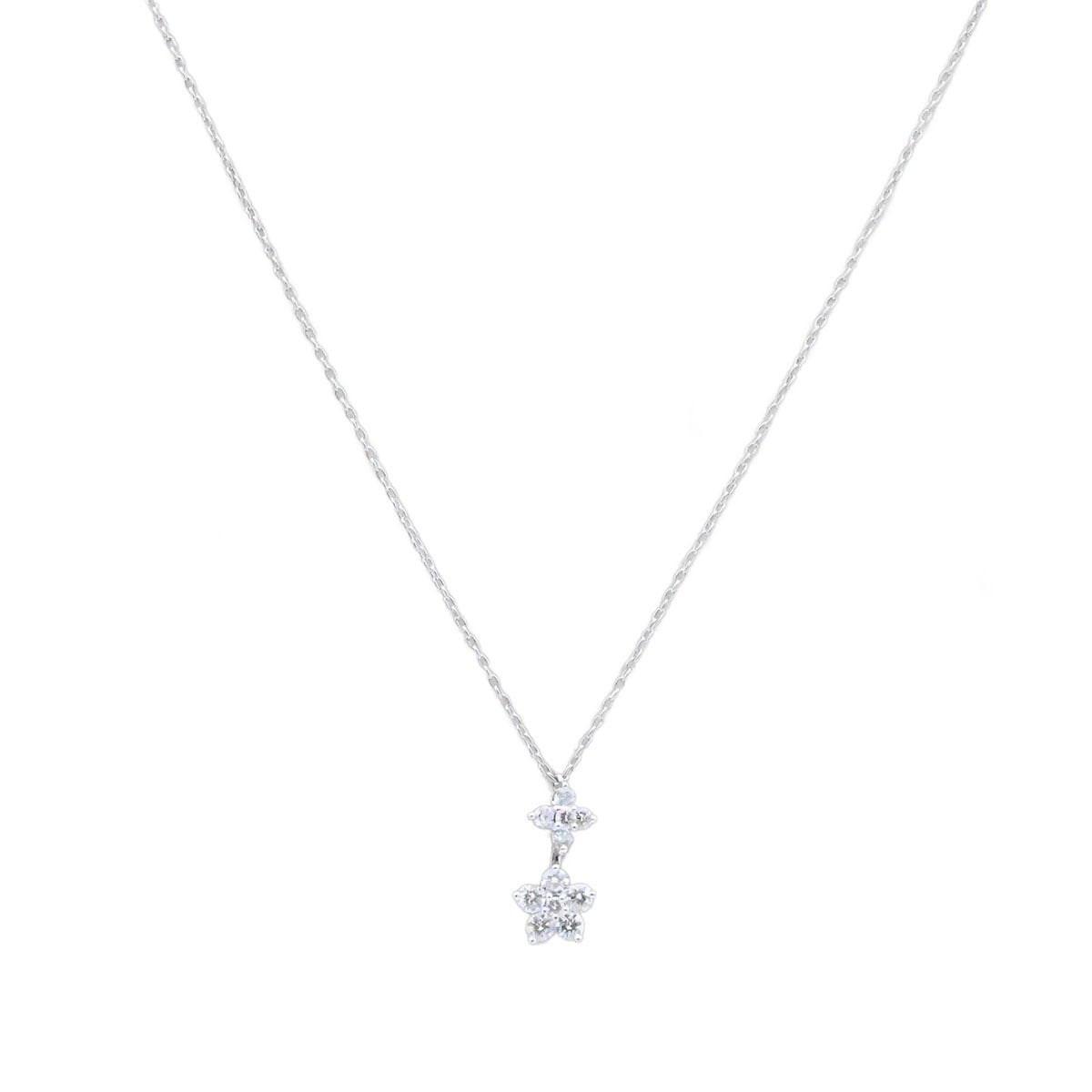 ポンテヴェキオ PONTE VECCHIO K18ＷG ホワイトーゴールド ダイヤ0.17ct スター 星 ネックレス レディース  3591