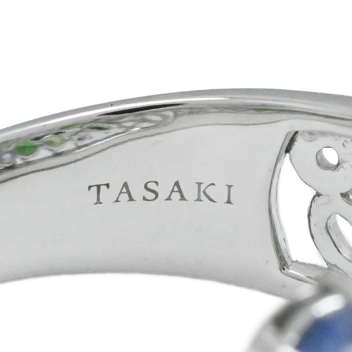 タサキ K18WG ホワイトゴールド ガーネット0.15ct サファイア ダイヤ サイズ17号 レディース  3947