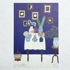 Yoko Matsumoto　マツモトヨーコ　ポストカード　テーブル　ブルーの壁　彼岸花　アジサイ　花瓶　フレーム