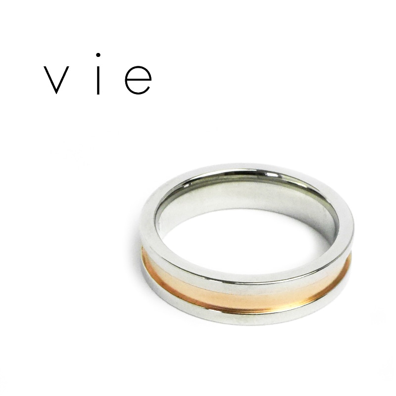アクセサリー ブランド Vie ろーぐす Vie ヴィー リング 指輪 ピンク シンプル ライン 金属アレルギー対応 アレルギーフリー ステンレス R1001p