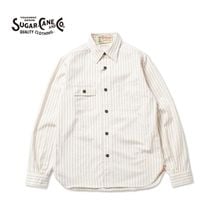 SUGAR CANE ���奬�������� Ĺµ ����� "FICTION ROMANCE 8.5oz. WHITE WABASH STRIPE WORK SHIRT" SC27076