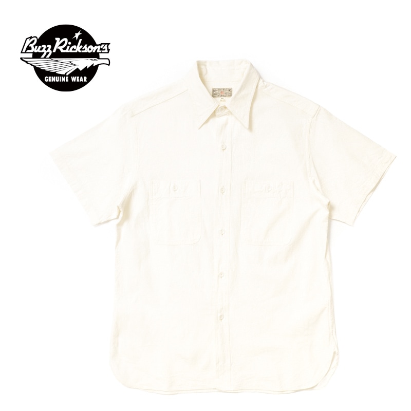 【美品】バズリクソンズ　シャンブレーシャツ　半袖　XL相当　ブルー　日本製 BUZZ RICKSON'S バズリクソンズ BUZZRICKSON'S 半袖シャンブレー