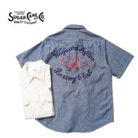 SUGAR CANE 奬 Ⱦµ CHAMBRAY WORK SHIRT with CHAIN EMBROIDERED  SC39527