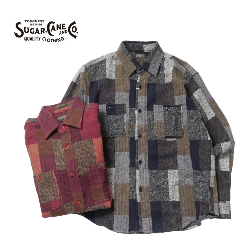 ランダムパッチワーク長袖ワークシャツ/RANDOM PATCHWORK WORK SHIRT SUGER CANE SC29590 シュガーケーン 日本製 東洋 アメカジブランド,シュガーケーン,長袖 | ろーぐす オンラインショップ