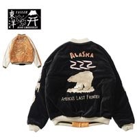 TAILOR TOYO ơ顼ΡLate 1950s Style Velveteen Souvenir Jacket  "POLAR BEAR  ALASKA MAP"  TT15792-119