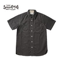SUGAR CANE ���奬�������� Ⱦµ����� ��FICTION ROMANCE 8.5oz. BLACK WABASH STRIPE WORK SHIRT (SHORT SLEEVE)�� SC39702