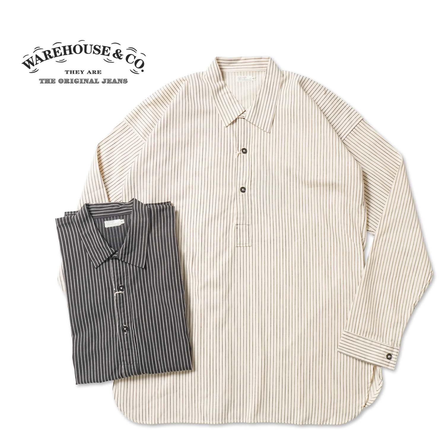 �ڥ�󥦥��å����WAREHOUSE �������ϥ��� Ĺµ ����� Lot 3045 ��STRIPE PULLOVER SHIRTS�� 3045