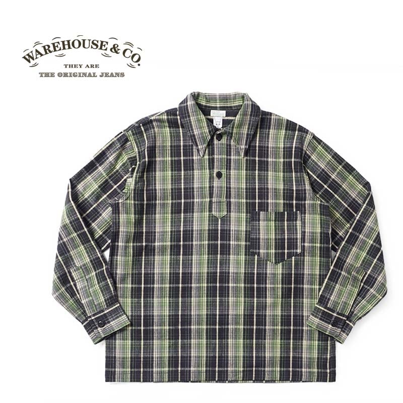 WAREHOUSE �������ϥ��� ����� Lot 3063 "1930'S WPA ONE POCKET PULLOVER SHIRTS"  3063-GRN(25S)