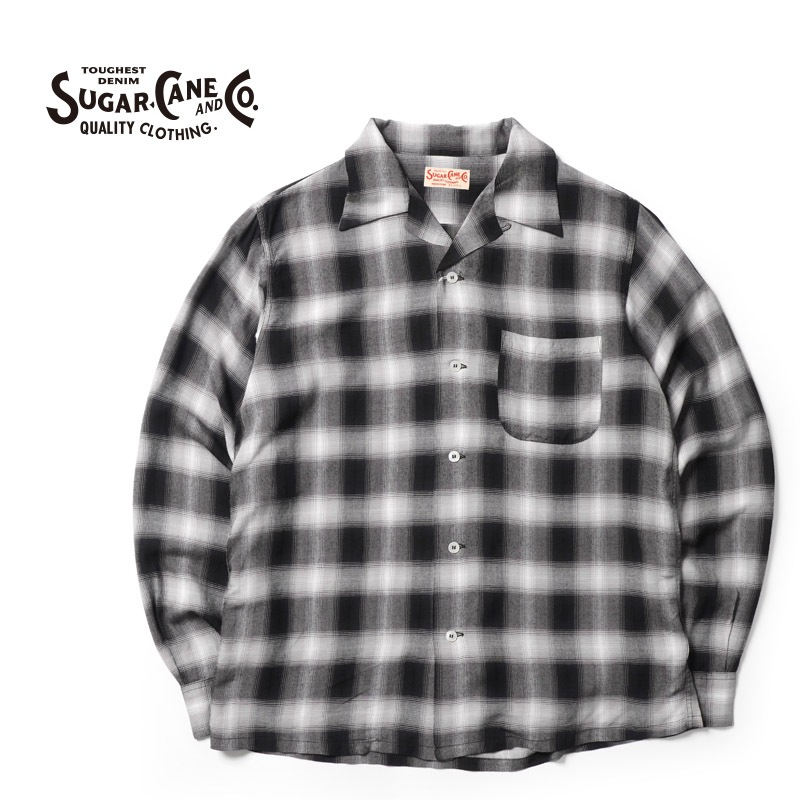 SUGAR CANE 奬 Ĺµ  "RAYON OMBRE CHECK OPEN SHIRT"  SC29120