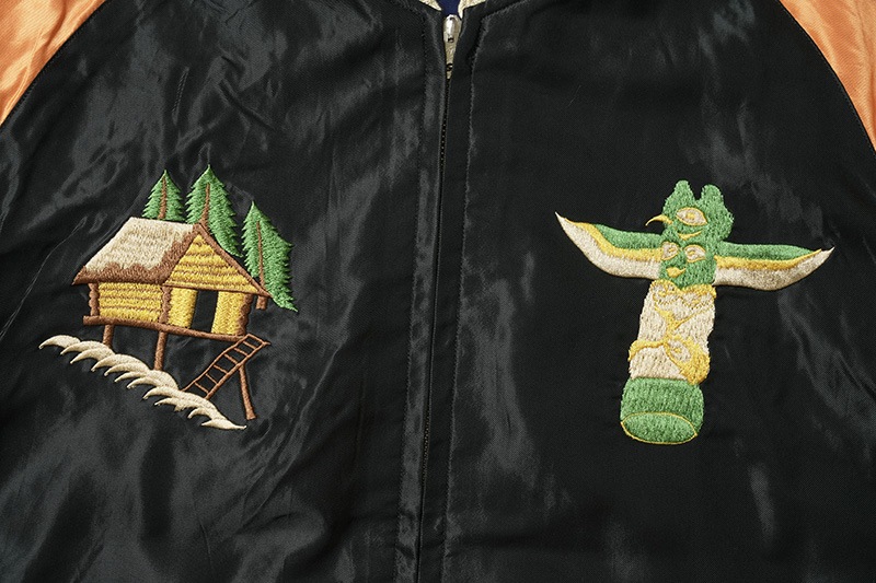 TAILOR TOYO ơ顼ΡLate 1950s Style Acetate Souvenir Jacket  ALASKAN EAGLE  DOG SLED  TT15790-128