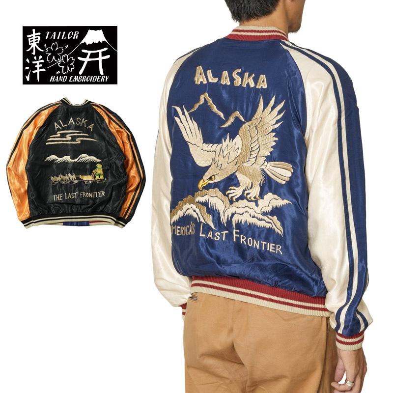 TAILOR TOYO ơ顼ΡLate 1950s Style Acetate Souvenir Jacket  ALASKAN EAGLE  DOG SLED  TT15790-128