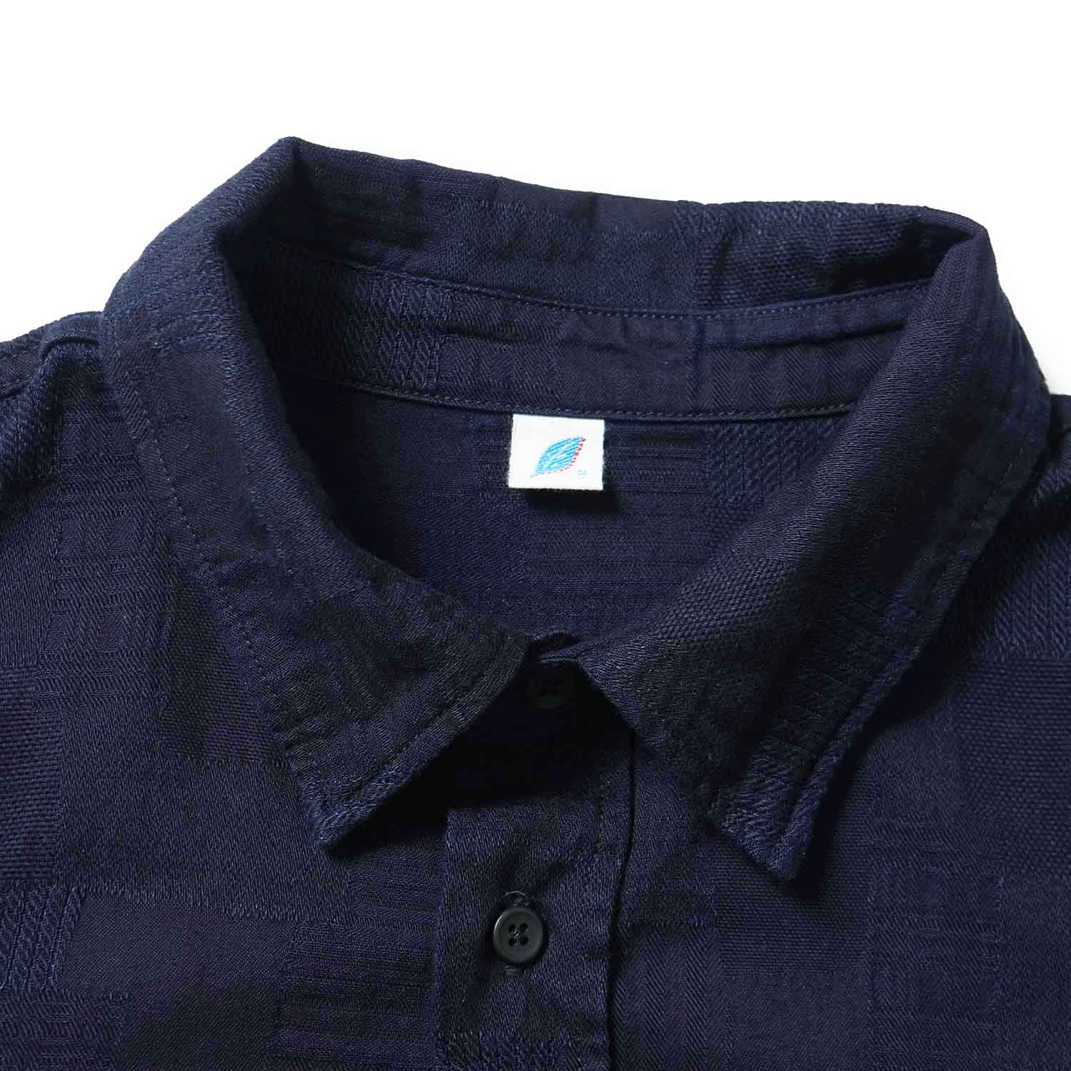 pure blue japan �ԥ奢�֥롼����ѥ�  Ĺµ�����  ��Jacquard Patchwork Shirt��  2239-ID
