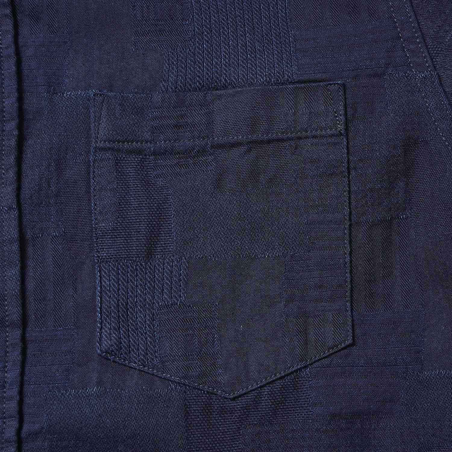 pure blue japan �ԥ奢�֥롼����ѥ�  Ĺµ�����  ��Jacquard Patchwork Shirt��  2239-ID