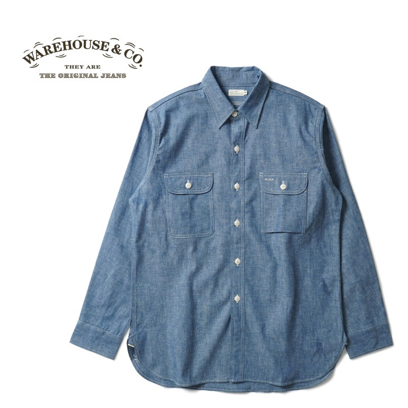 warehouse lot3048 chambray shirt 38サイズ アメカジブランド,ウエアハウス,長袖 | ろーぐす オンラインショップ