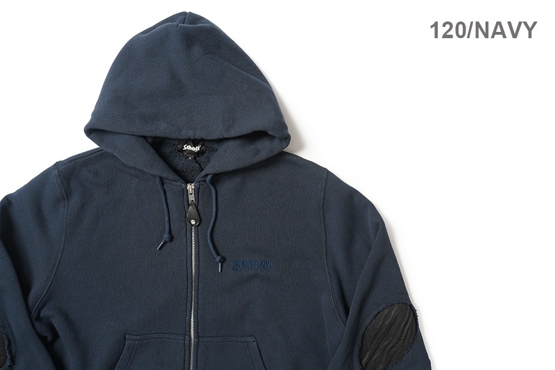Schott ����å� �������å� �ѡ����� "LEATHER ELBOW PATCH ZIP HOODED SWEAT" 782-5131003