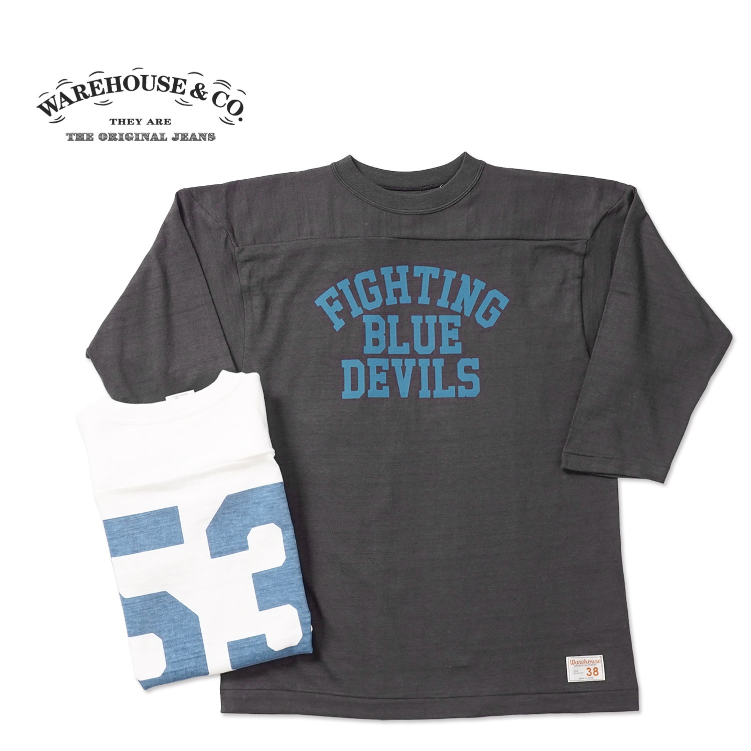 WAREHOUSE 7分袖フットボールTシャツ BLUE DEVILS トップス長袖,長袖Tシャツ(ロンT) | ろーぐす オンラインショップ