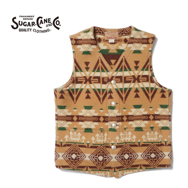 SUGAR CANE 奬 ٥ "NATIVE AMERICAN WOOL BLANKET VEST" SC15437