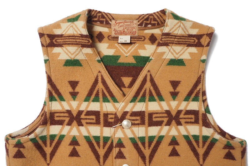 SUGAR CANE 奬 ٥ "NATIVE AMERICAN WOOL BLANKET VEST" SC15437