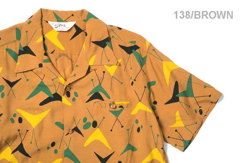 STAR OF HOLLYWOOD ֥ϥꥦå Ⱦµ  HIGH DENSITY RAYON OPEN SHIRT ATOMIC SH39492
