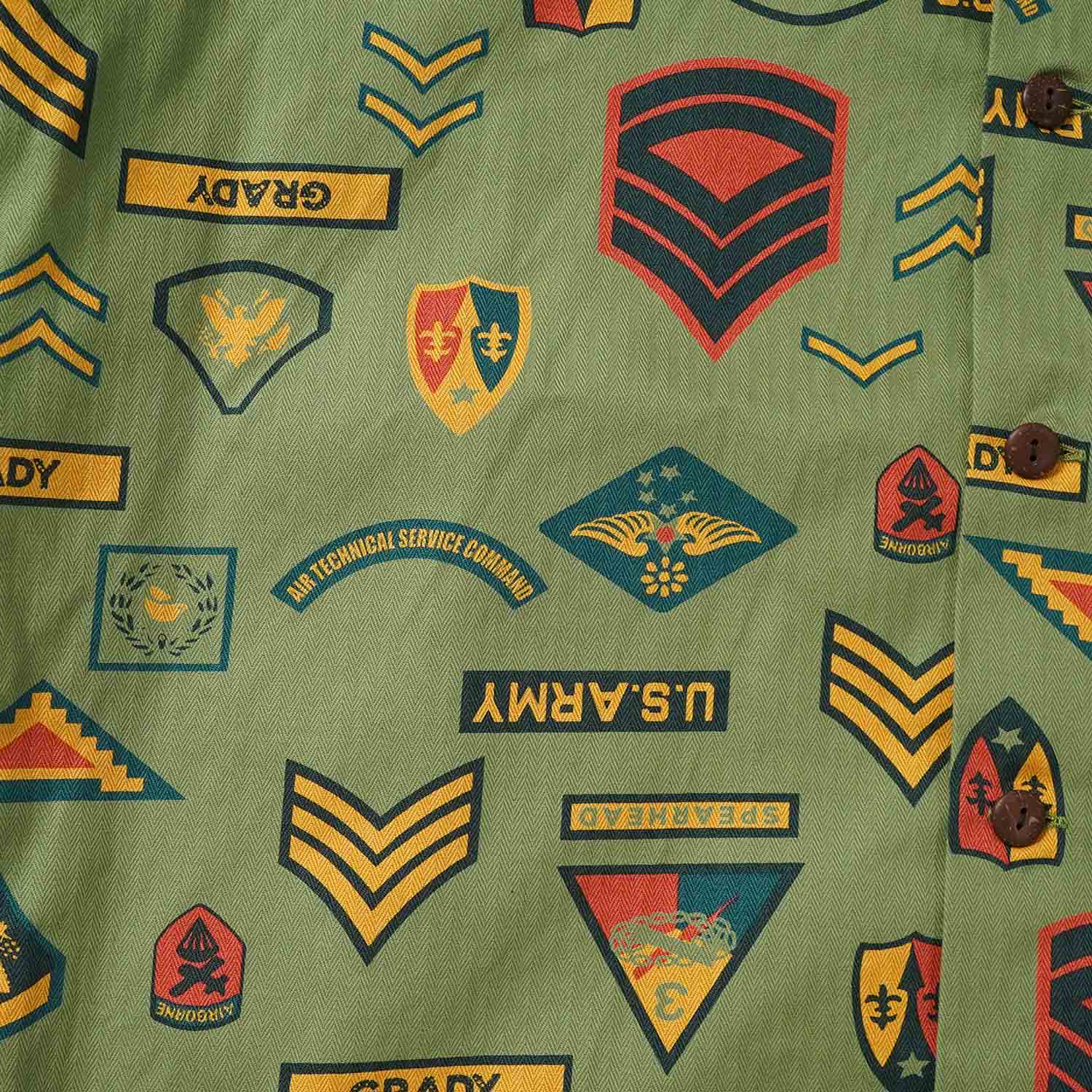 SUN SURF ���󥵡��� Ⱦµ �����ϥ���� COTTON HERRINGBONE HAWAIIAN SHIRT ��INSIGNIA OF ARMY�� SS39696